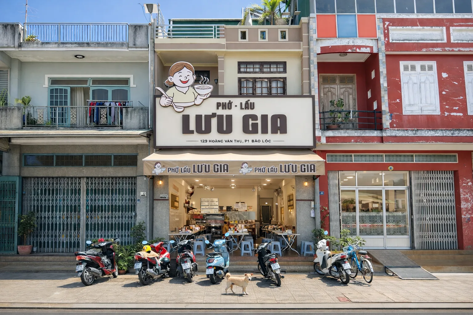 Mặt tiền quán phở lẩu lưu gia - quán phở ngon bảo lộc